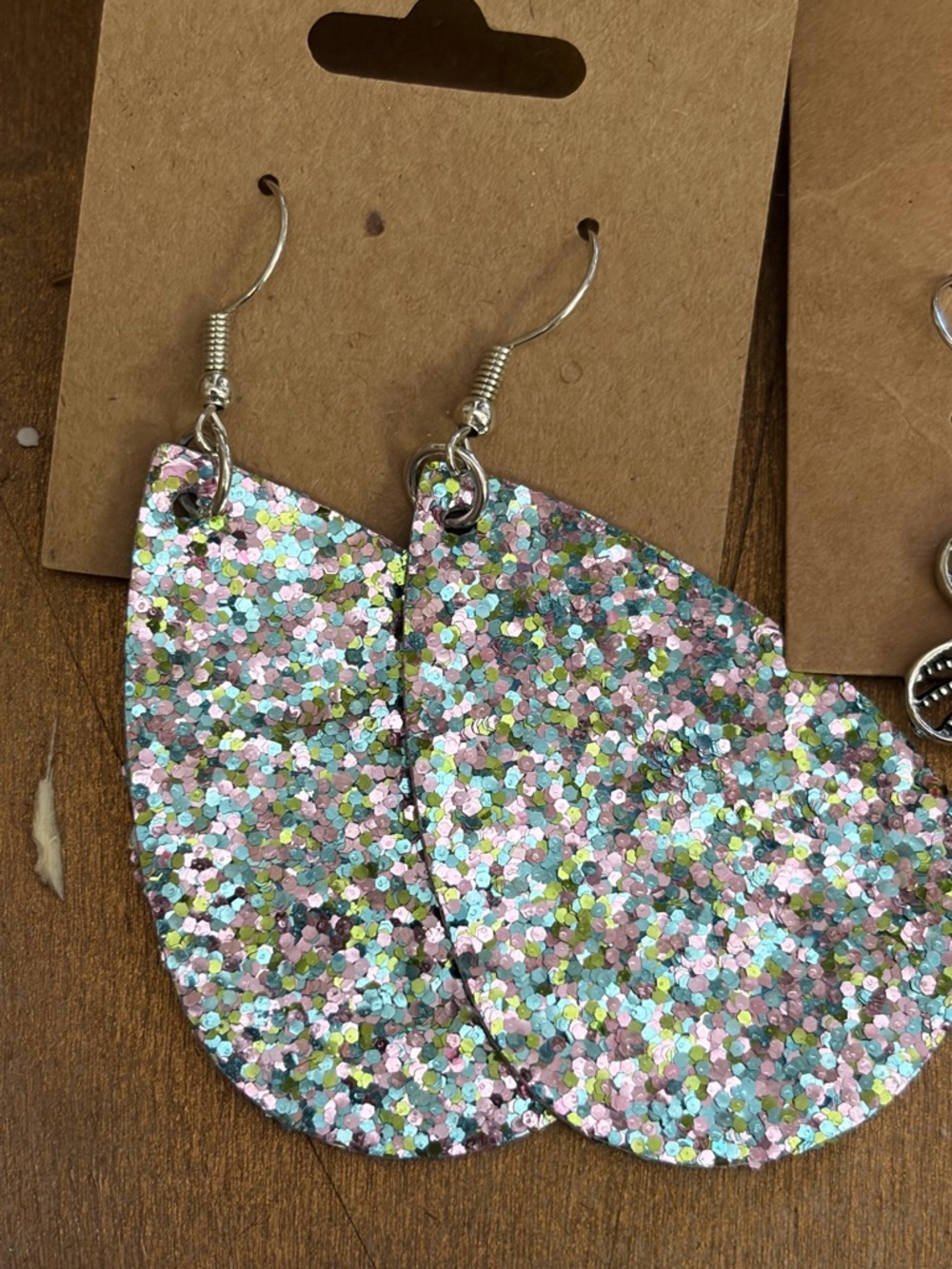 Glitter Teardrop Dangle Earrings- Multicolor